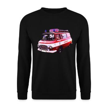Barkas B1000 Feuerwehr - Unisex Pullover - Schwarz - Vorne - Alina (178cm) & Michal (187cm)