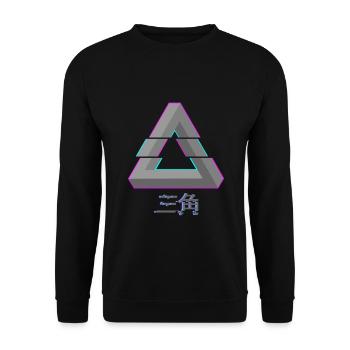 Penrose Dreieck - Glitch Vaporwave - Unisex Pullover - Schwarz - Vorne - Alina (178cm) & Michal (187cm)