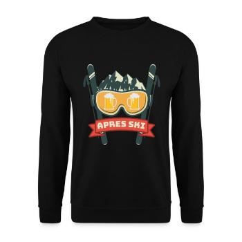 Apres Ski Hütten Outfit | Hüttengaudi Wintersport - Unisex Pullover - Schwarz - Vorne - Alina (178cm) & Michal (187cm)