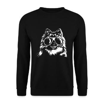 Chien Spitz avec lunettes de soleil - Sweat-shirt Unisexe - noir - Devant - Alina (178cm) & Michal (187cm)