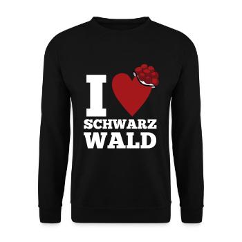 Ich liebe den Schwarzwald Bollenhut Spruch - Unisex Pullover - Schwarz - Vorne - Alina (178cm) & Michal (187cm)