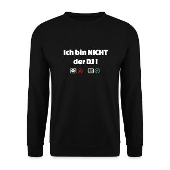 Ich bin nicht der DJ - für Tontechniker in deutsch - Unisex Pullover - Schwarz - Vorne - Alina (178cm) & Michal (187cm)