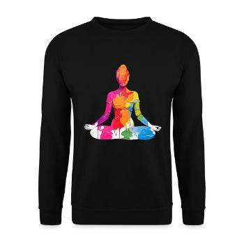 BOUDDHISME MÉDITATION MÉDITATION YOGA - Sweat-shirt Unisexe - noir - Devant - Alina (178cm) & Michal (187cm)