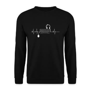 Herzschlag PC Gamer Tastatur Geschenk - Unisex Pullover - Schwarz - Vorne - Alina (178cm) & Michal (187cm)