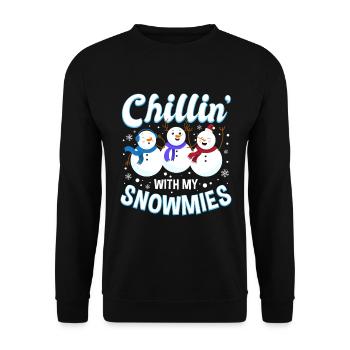 Chillin 'With My Snowmies - Christmas Snowman - Unisex Sweatshirt - black - Front - Alina (178cm) & Michal (187cm)