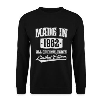 1962 Jahrgang geboren Vintage Geburtstag Geschenk - Unisex Pullover - Schwarz - Vorne - Alina (178cm) & Michal (187cm)