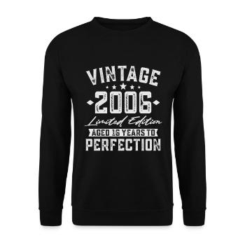 16 anniversaire millésime 2006 né Vintage - Sweat-shirt Unisexe - noir - Devant - Alina (178cm) & Michal (187cm)