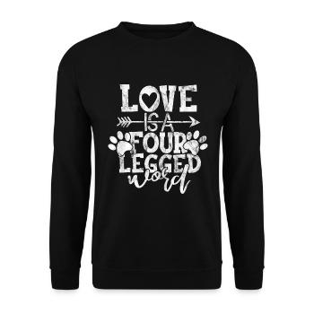 l’amour est un mot à quatre pattes - Drôles de dictons de chat - Sweat-shirt Unisexe - noir - Devant - Alina (178cm) & Michal (187cm)