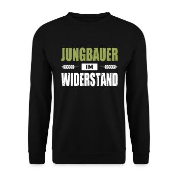 Jungbauer Im Widerstand Landwirt Demo Bauerndemo - Unisex Pullover - Schwarz - Vorne - Alina (178cm) & Michal (187cm)