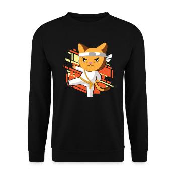 Karate Katze - Unisex Pullover - Schwarz - Vorne - Alina (178cm) & Michal (187cm)