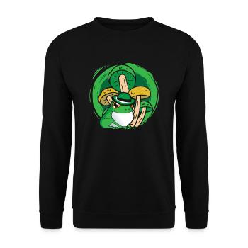 Frosch Pilze - Unisex Pullover - Schwarz - Vorne - Alina (178cm) & Michal (187cm)