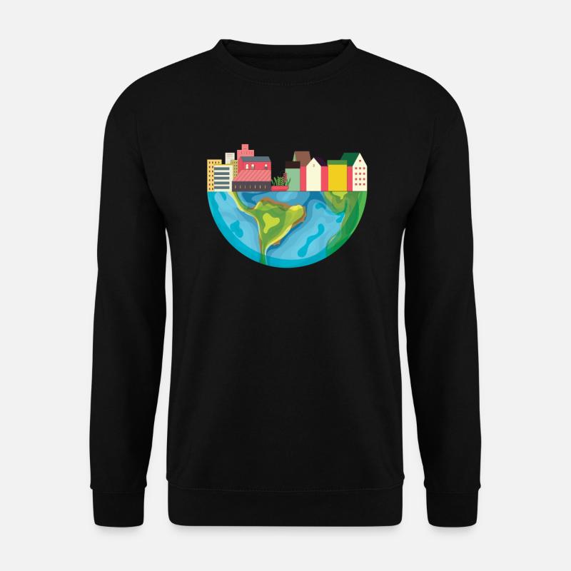 Erdkugel Stadt - Unisex Pullover - Schwarz
