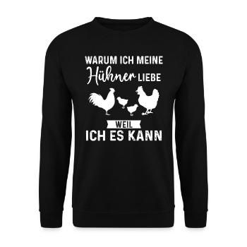 Hühner Hühnerstall Huhn Geschenk - Unisex Pullover - Schwarz - Vorne - Alina (178cm) & Michal (187cm)