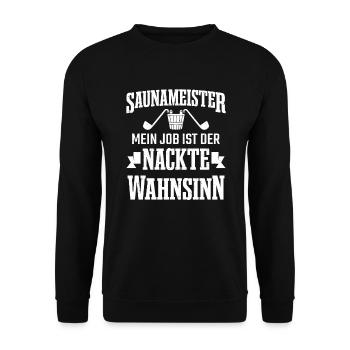 Sauna Goer Sauna Master Naked Madness Sauna - Unisex Sweatshirt - black - Front - Alina (178cm) & Michal (187cm)