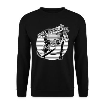 Wellenreiter Surfer Palmen Strand schwarz/weiß - Unisex Pullover - Schwarz - Vorne - Alina (178cm) & Michal (187cm)