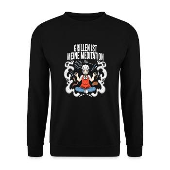 Grillen Ist Meine Meditation Griller - Unisex Pullover - Schwarz - Vorne - Alina (178cm) & Michal (187cm)