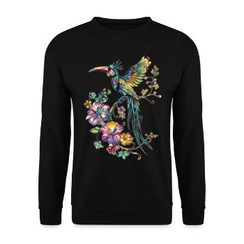 Beautiful bird motif - Unisex Sweatshirt - black - Front - Alina (178cm) & Michal (187cm)