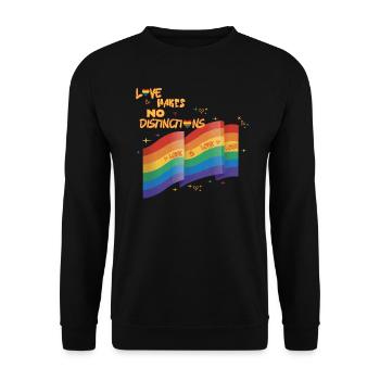 Love makes no destinctions LGBTQIA+ Pride - Unisex Sweatshirt - black - Front - Alina (178cm) & Michal (187cm)