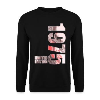 1975 Jahrgang Limited Edition - Unisex Pullover - Schwarz - Vorne - Alina (178cm) & Michal (187cm)