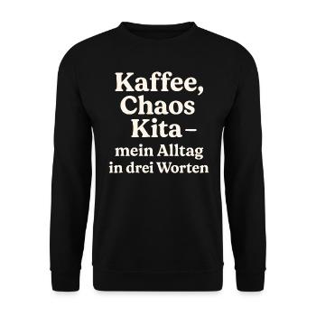 Kaffee Chaos Kita (hellbeige) - Unisex Pullover - Schwarz - Vorne - Alina (178cm) & Michal (187cm)