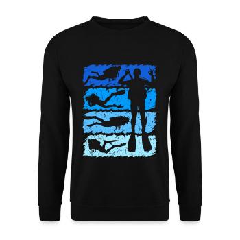 Vintage Retro Diving Diver - Unisex Sweatshirt - black - Front - Alina (178cm) & Michal (187cm)
