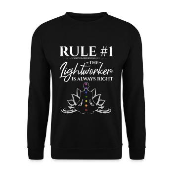 Der Lichtarbeiter hat immer Recht Reiki - Unisex Pullover - Schwarz - Vorne - Alina (178cm) & Michal (187cm)