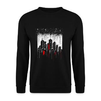 Minimalist metropolis skyscraper in the rain - Unisex Sweatshirt - black - Front - Alina (178cm) & Michal (187cm)
