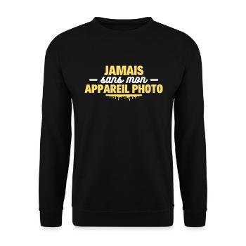 Jamais sans mon appareil photo - Sweat-shirt Unisexe - noir - Devant - Alina (178cm) & Michal (187cm)