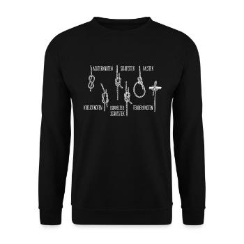 Seglerknoten Seemannsknoten Knotenparade - Unisex Pullover - Schwarz - Vorne - Alina (178cm) & Michal (187cm)