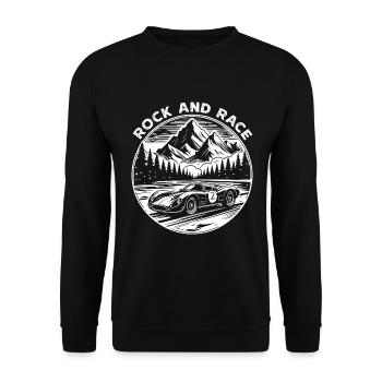 Vintage Sportwagen T-Shirt - Rock and Race Design - Unisex Pullover - Schwarz - Vorne - Alina (178cm) & Michal (187cm)