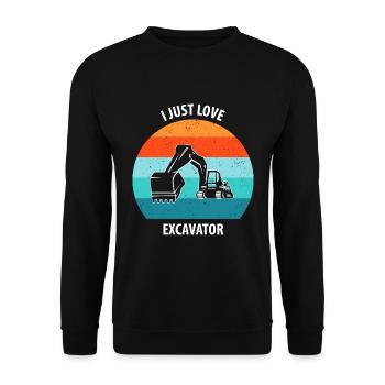 Excavatrice Excavatrice Conducteur Excavatrice Camion - Sweat-shirt Unisexe - noir - Devant - Alina (178cm) & Michal (187cm)