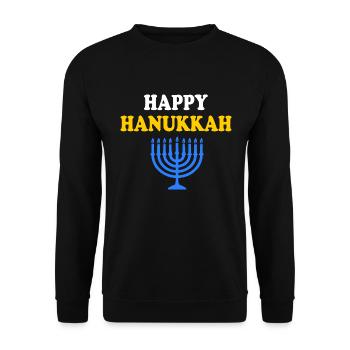 HAPPY HANUKKAH - Sweat-shirt Unisexe - noir - Devant - Alina (178cm) & Michal (187cm)