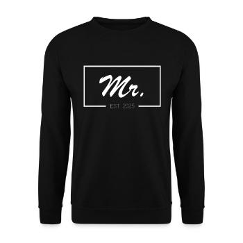 Mr. EST 2025 - For New Husbands - Unisex Sweatshirt - black - Front - Alina (178cm) & Michal (187cm)