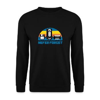 Vintage Never Forget I Audio Video Kassette VHS - Unisex Pullover - Schwarz - Vorne - Alina (178cm) & Michal (187cm)