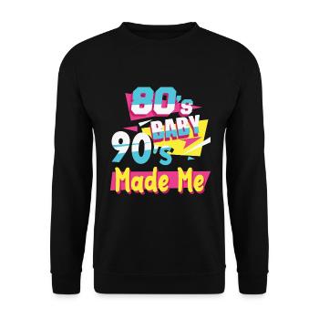 Retro 80er Baby 90er Made Me Nineties Geschenke - Unisex Pullover - Schwarz - Vorne - Alina (178cm) & Michal (187cm)