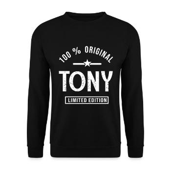 Tony personalized shirt first name tony - Unisex Sweatshirt - black - Front - Alina (178cm) & Michal (187cm)