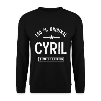 Cyril personalized shirt first name cyril - Unisex Sweatshirt - black - Front - Alina (178cm) & Michal (187cm)