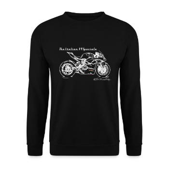 Duc Italien Panigale v4 Motorrad - Unisex Pullover - Schwarz - Vorne - Alina (178cm) & Michal (187cm)