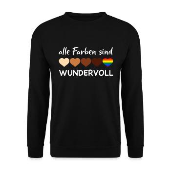 alle Farben sind wunderschön - Herzen - Unisex Pullover - Schwarz - Vorne - Alina (178cm) & Michal (187cm)