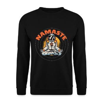 Meditierender Astronaut, cool, lustig - Unisex Pullover - Schwarz - Vorne - Alina (178cm) & Michal (187cm)