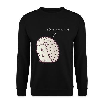 Igel "Ready for a hug" - Unisex Pullover - Schwarz - Vorne - Alina (178cm) & Michal (187cm)