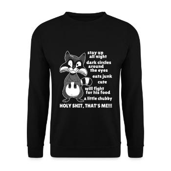 Raccoon süße lustige Waldtier Sprüche und Bilder - Unisex Pullover - Schwarz - Vorne - Alina (178cm) & Michal (187cm)