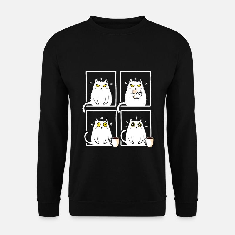 Kaffee liebende mürrische schläfrige Katze - Unisex Pullover - Schwarz