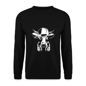 Cow with headphones and cool sunglasses - Unisex Sweatshirt - black - Front - Alina (178cm) & Michal (187cm)