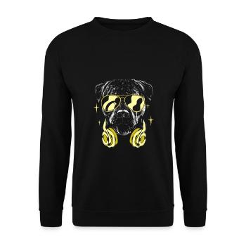 Dog with headphones and cool sunglasses - Unisex Sweatshirt - black - Front - Alina (178cm) & Michal (187cm)