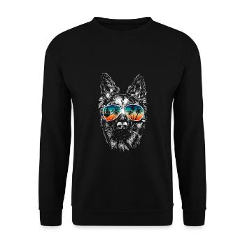 Dog with cool sunglasses for holidaymakers - Unisex Sweatshirt - black - Front - Alina (178cm) & Michal (187cm)