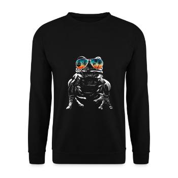 Grenouille avec des lunettes de soleil cool pour les vacanciers - Sweat-shirt Unisexe - noir - Devant - Alina (178cm) & Michal (187cm)