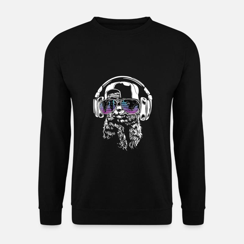 Erdmännchen mit Kopfhörer und cooler Sonnen Brille - Unisex Pullover - Schwarz