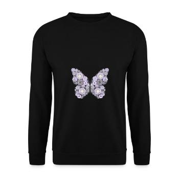 Schmetterling aus Blumen Insekt Schwarm Falter - Unisex Pullover - Schwarz - Vorne - Alina (178cm) & Michal (187cm)