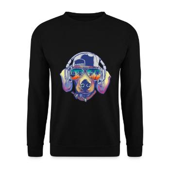 Dog with cool sunglasses for holidaymakers - Unisex Sweatshirt - black - Front - Alina (178cm) & Michal (187cm)